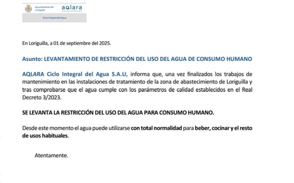 Fin de la restricción del agua potable2