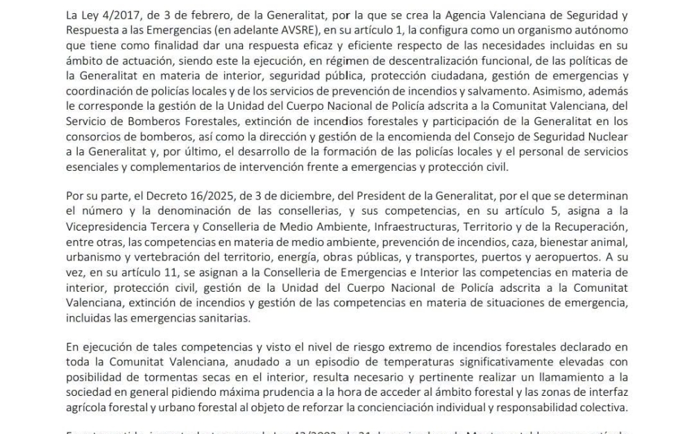 ESTABLECIMIENTO DEL NIVEL 3 DE PREEMERGENCIA FRENTE A INCENDIOS FORESTALES