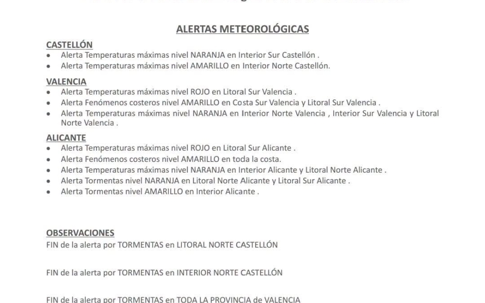 ALERTA POR ALTAS TEMPERATURAS