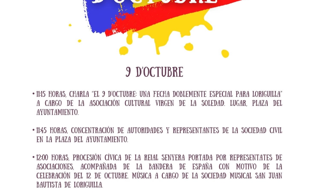 ACTOS POR LA FESTIVIDAD DEL 9 D'OCTUBRE