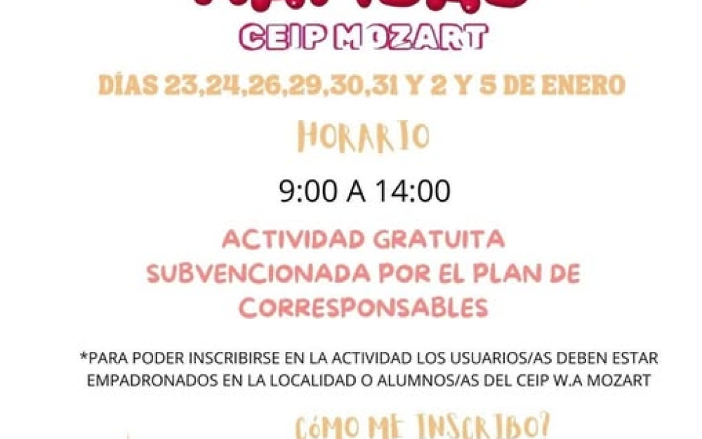  ¡Llega la Escuela de Navidad del CEIP Mozart! 